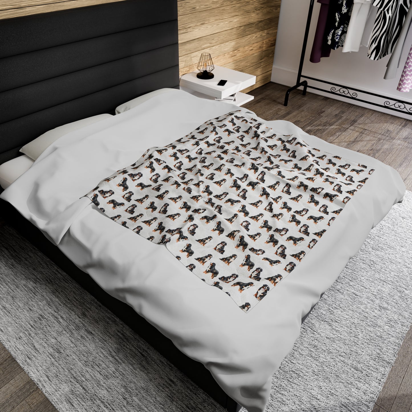 Bernese Mountain Dog Velveteen Baby Blanket