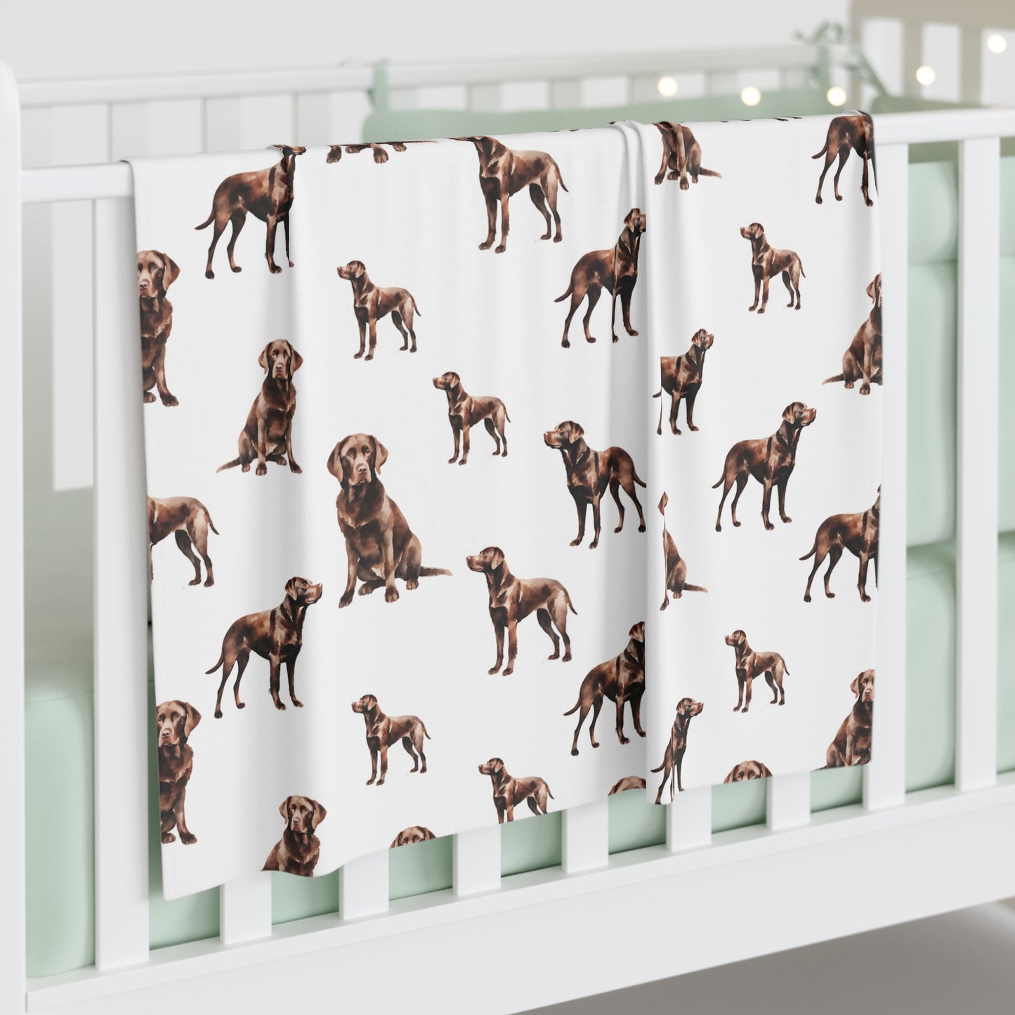 Chocolate Labrador Baby Swaddle Blanket, Baby Gift, Dog Nursery, Puppy Nursery, Lab Mom, Dog Mom, Baby Blanket, Baby Throw, Watercolor