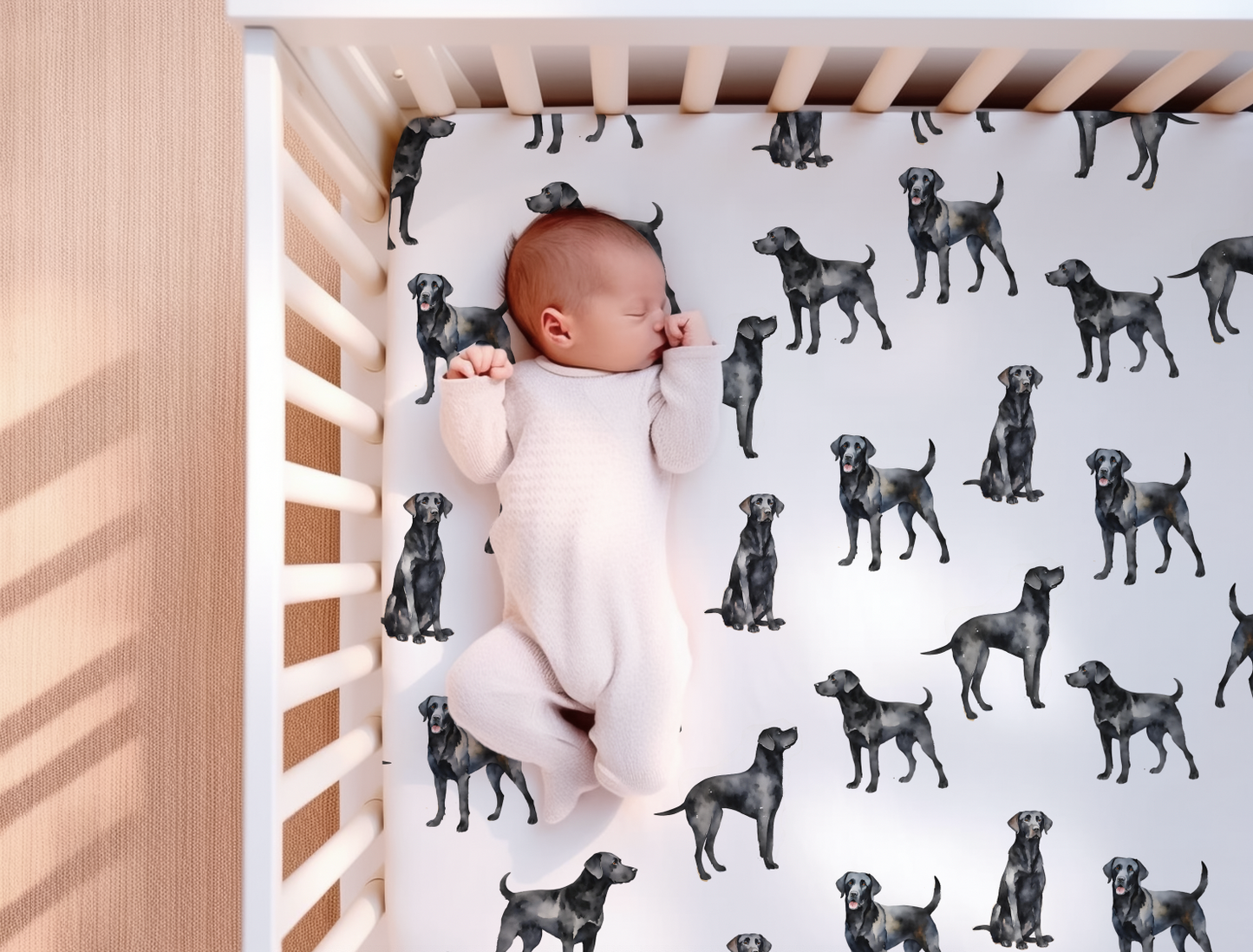 Black Lab Crib Sheet