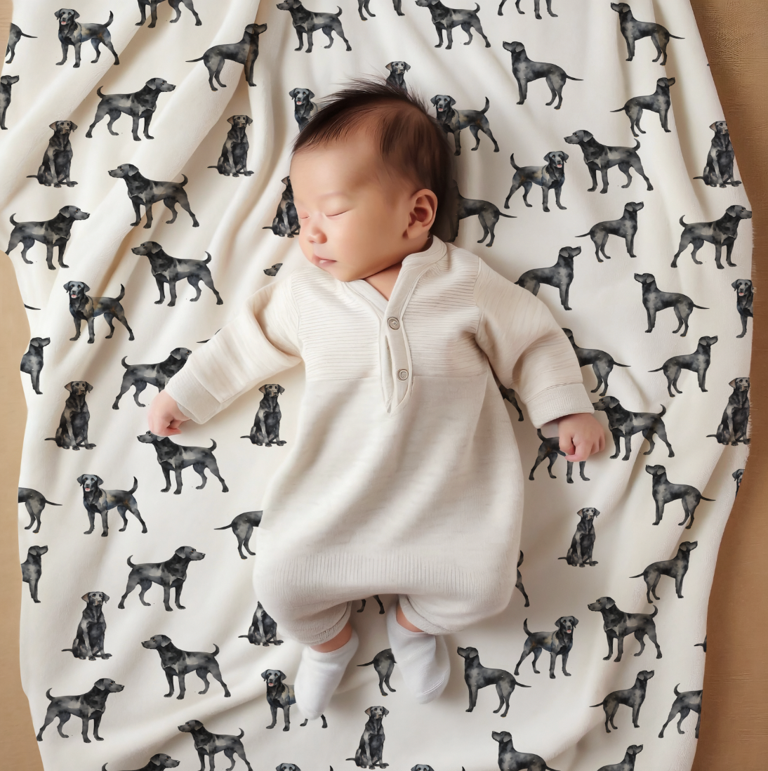 Black Lab Velveteen Baby Blanket