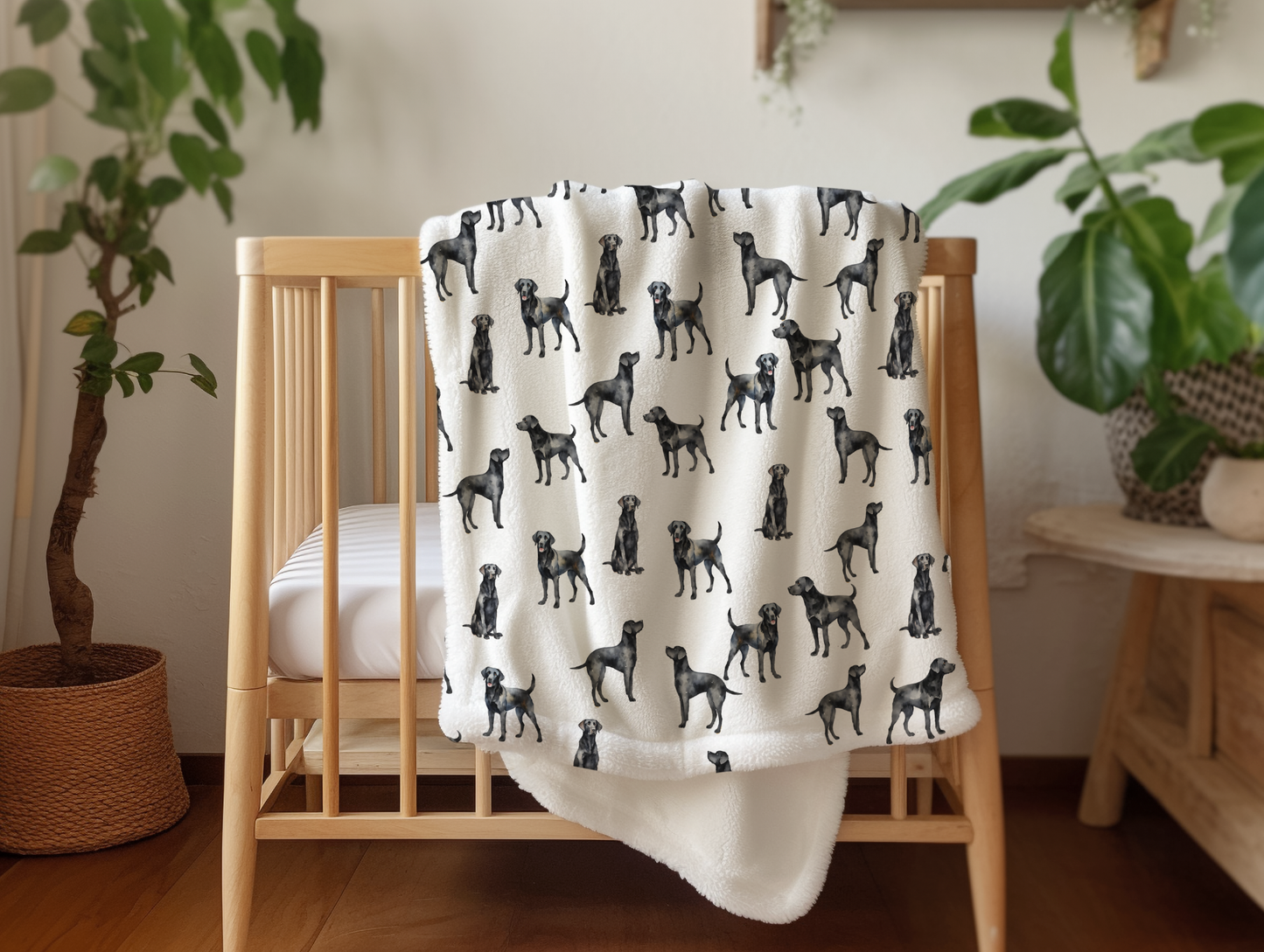 Black Lab Velveteen Baby Blanket