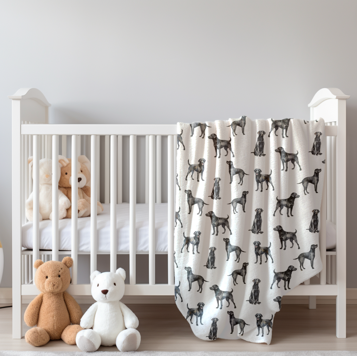 Black Lab Velveteen Baby Blanket