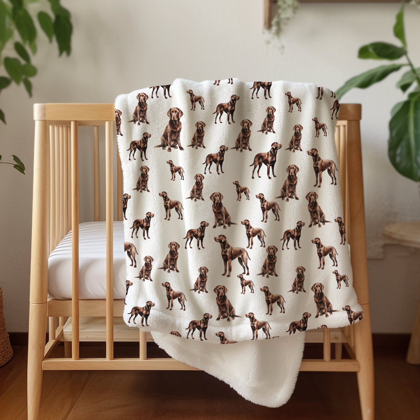 Chocolate Labrador Velveteen Baby Blanket