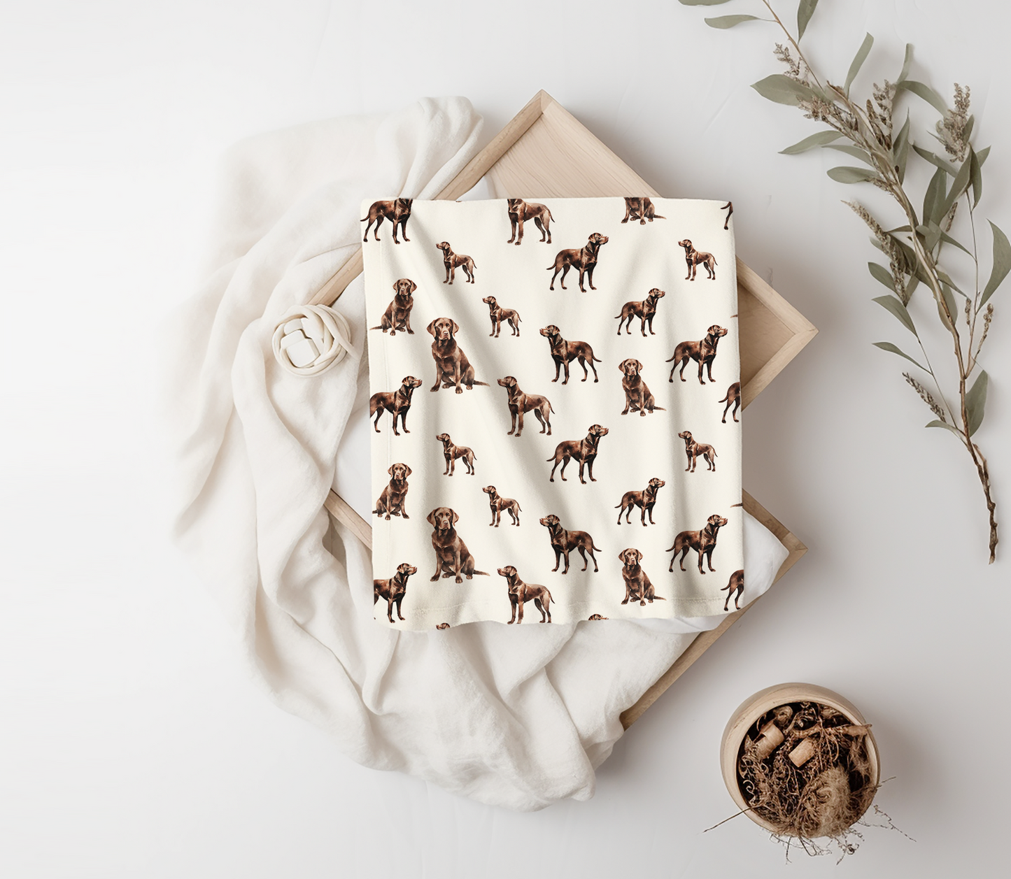 Chocolate Labrador Baby Swaddle Blanket, Baby Gift, Dog Nursery, Puppy Nursery, Lab Mom, Dog Mom, Baby Blanket, Baby Throw, Watercolor