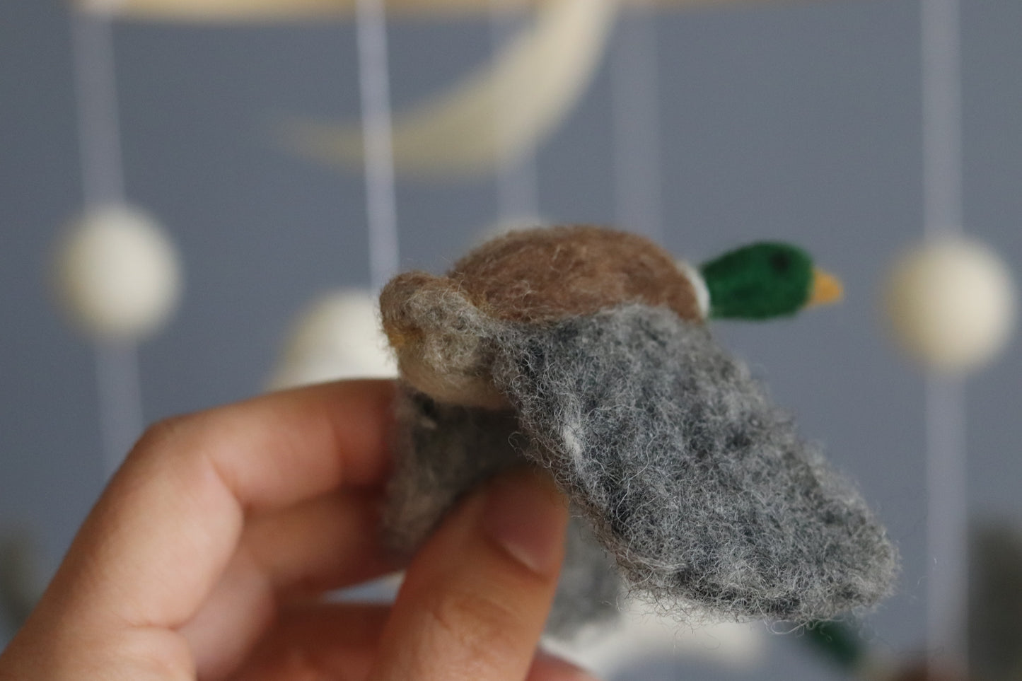 Needle Felted Flying Ducks with Dog Baby Mobile