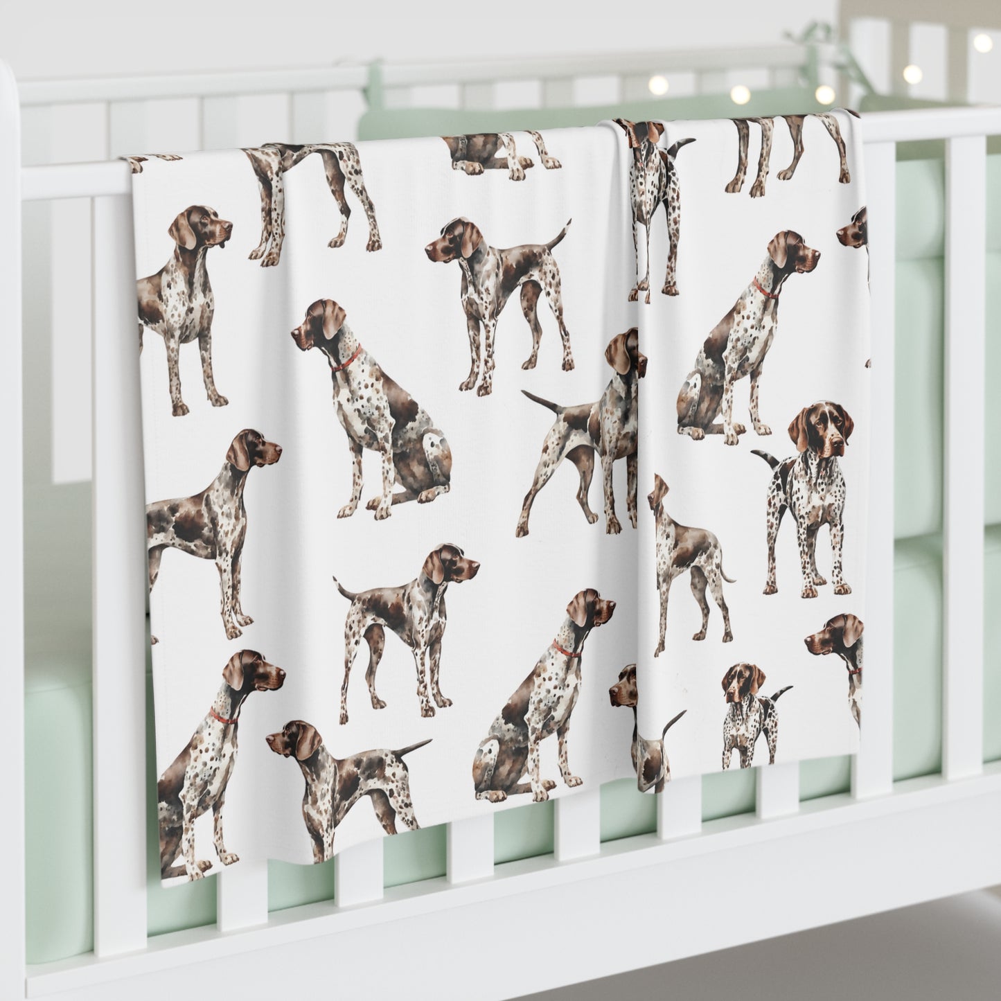 German Shorthaired Pointer Baby Swaddle Blanket, Baby Gift, Dog Nursery, Puppy Nursery, Bird dog Mom, Hunting Mom,  GSP, Hunting Nursery