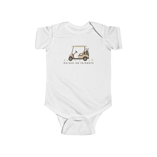 Golf Baby Bodysuit, Raised on Fairways Baby Outfit, Golf Baby Clothes, Golf Baby Shower Gift, Country Club Baby, Future Golfer Onesie