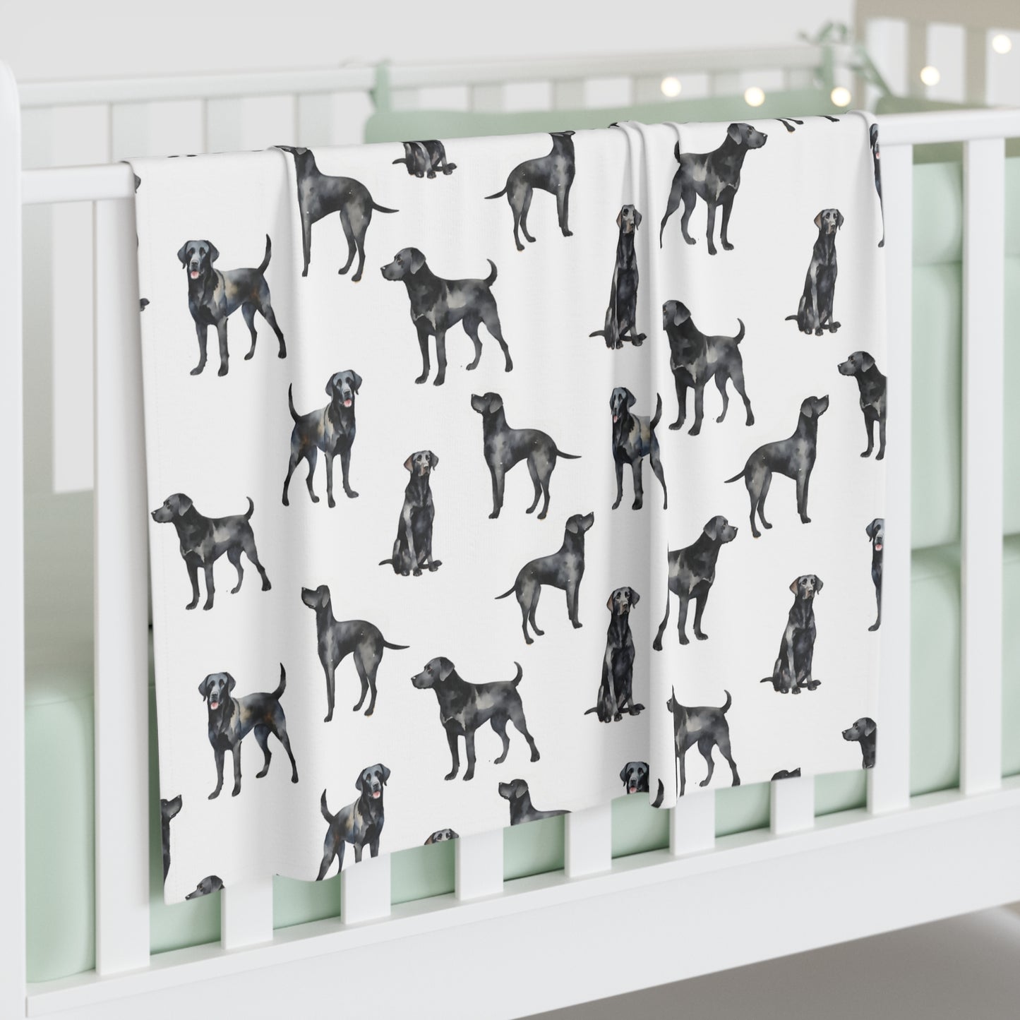 Black Labrador Baby Swaddle Blanket, Baby Gift, Dog Nursery, Puppy Nursery, Black Lab Mom, Dog Mom, Baby Blanket, Baby Throw, Watercolor