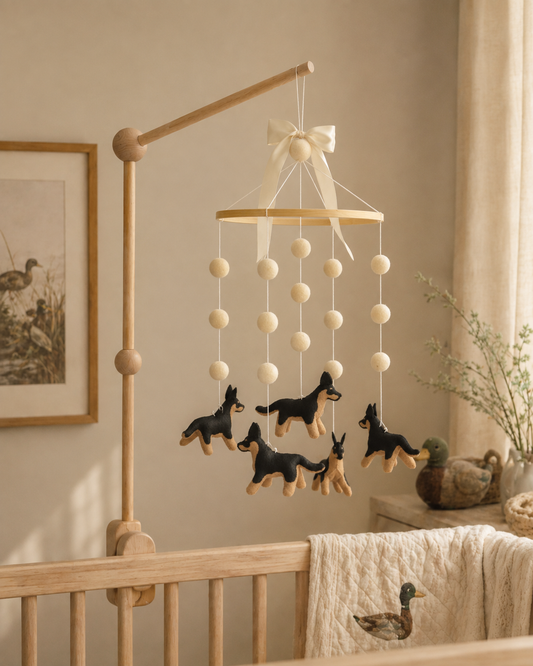 Handmade German Shepherd Baby Mobile | Handcrafted Dog Nursery Decor
