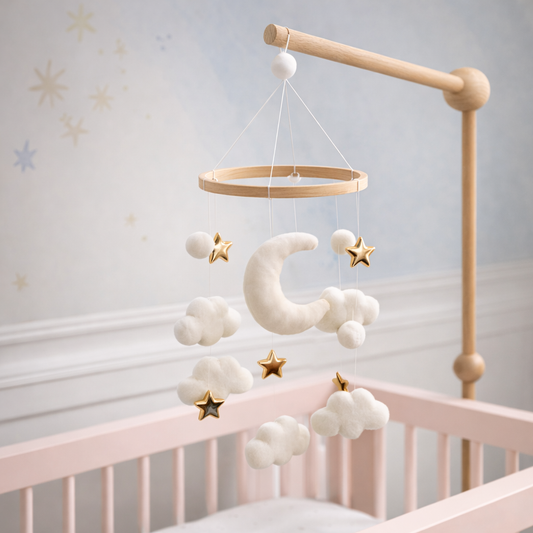 Handmade Moon & Stars Baby Mobile | Celestial Nursery Decor