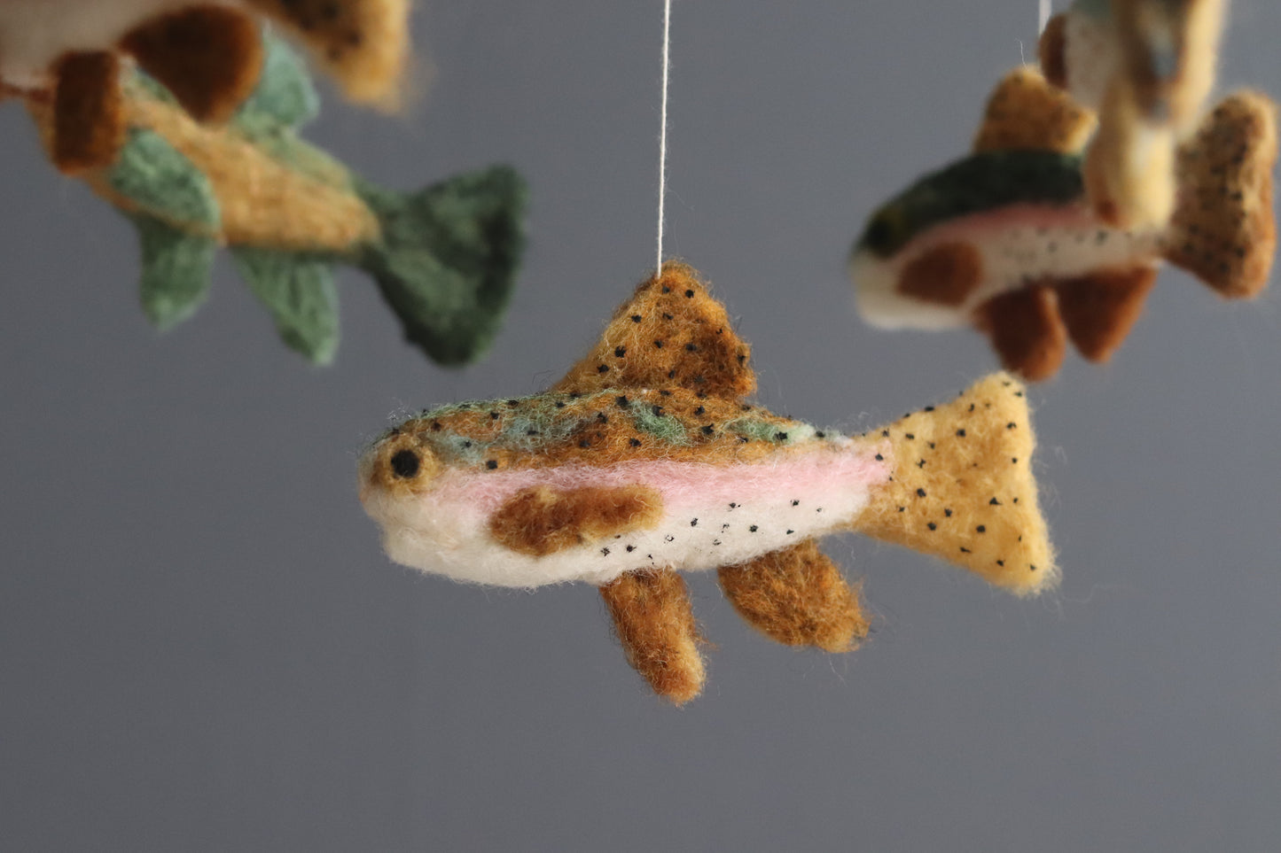 Needle Felted Trout Baby Mobile: Fishing . Lake Nursery