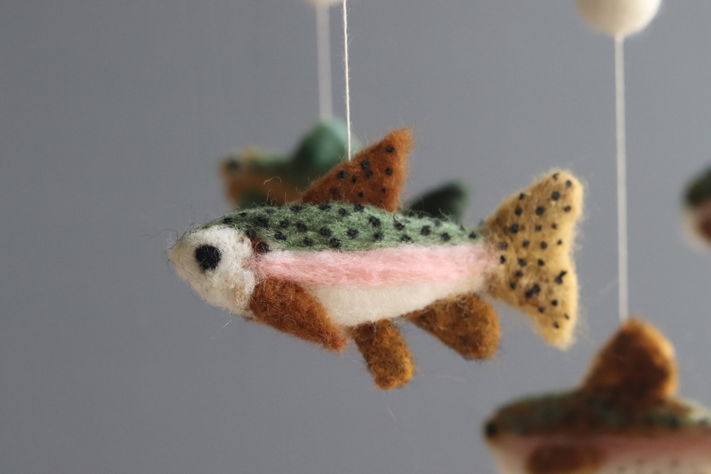 Needle Felted Trout Baby Mobile: Fishing . Lake Nursery