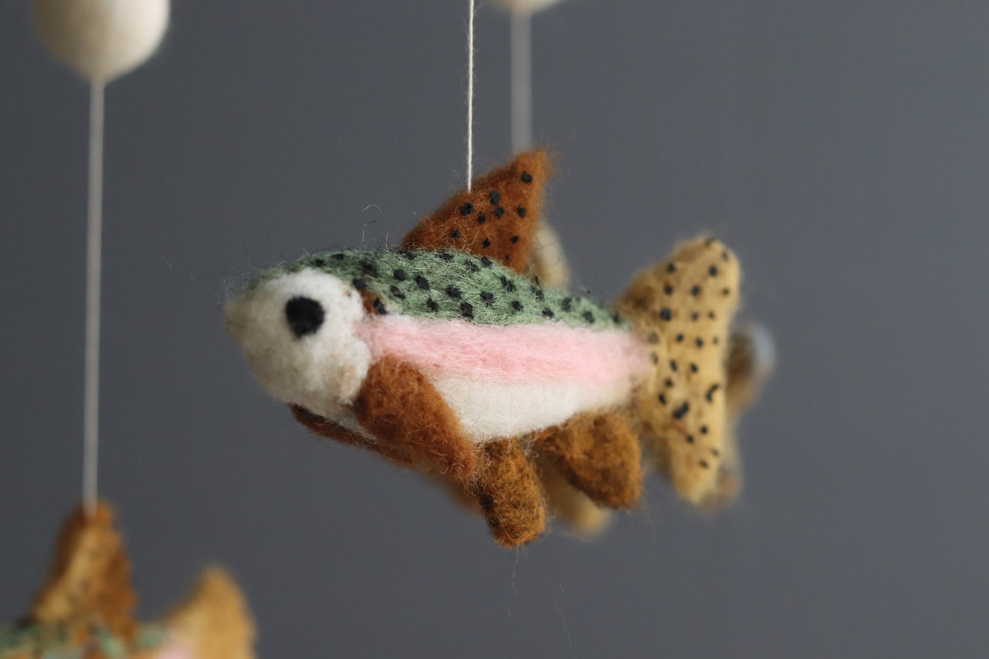 Needle Felted Trout Baby Mobile: Fishing . Lake Nursery