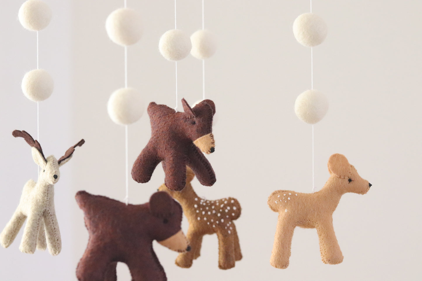 Whimsical Woodland Nursery Mobile: Handmade Felt Bear & Deer Crib Decor
