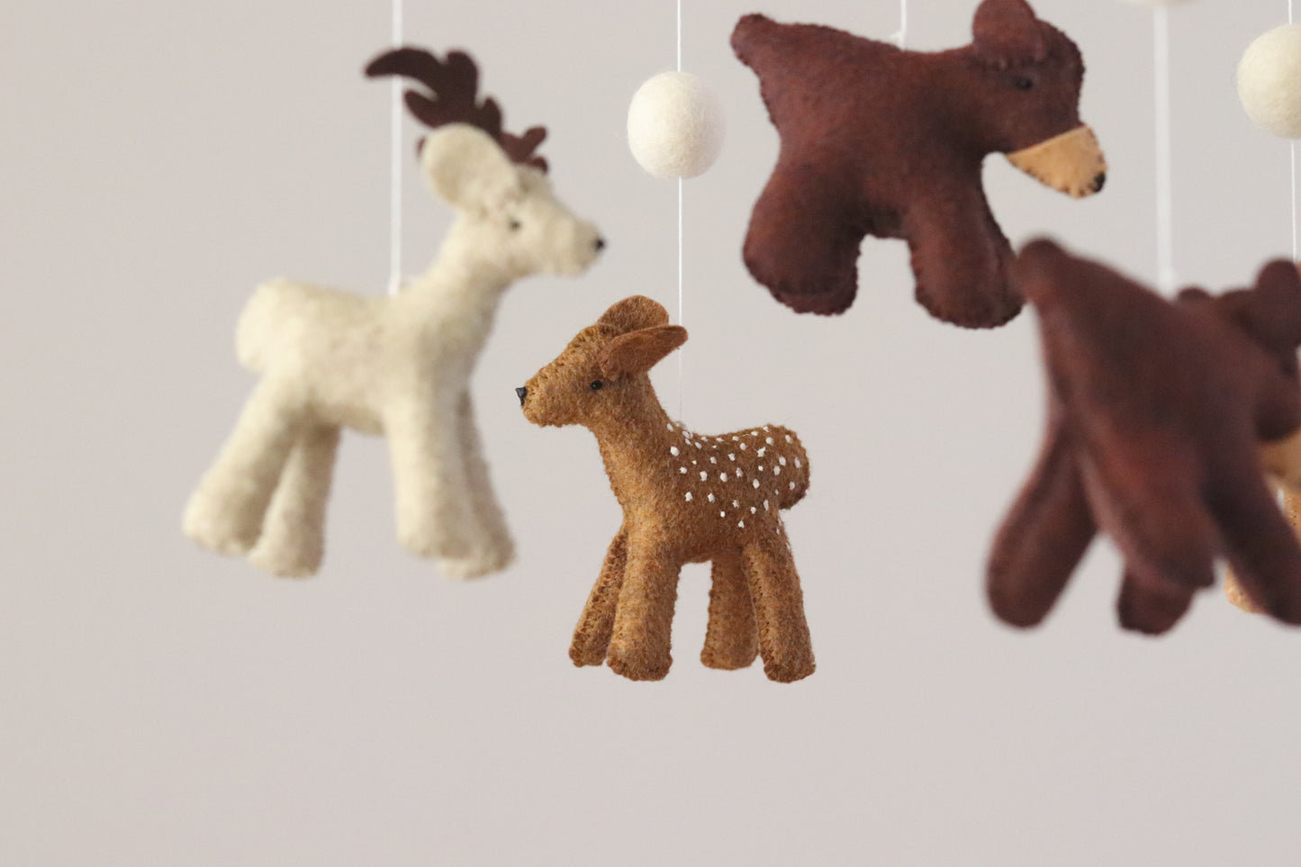 Whimsical Woodland Nursery Mobile: Handmade Felt Bear & Deer Crib Decor