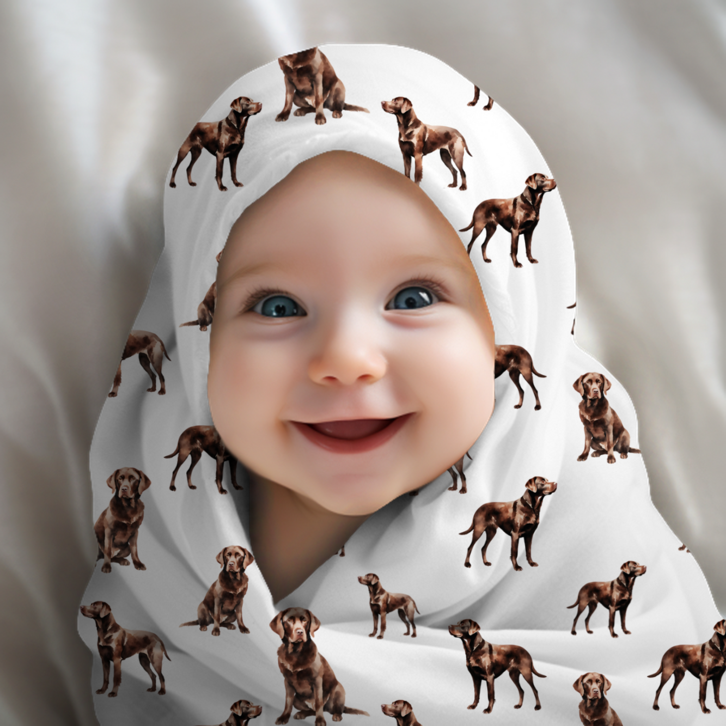 Chocolate Labrador Baby Swaddle Blanket, Baby Gift, Dog Nursery, Puppy Nursery, Lab Mom, Dog Mom, Baby Blanket, Baby Throw, Watercolor