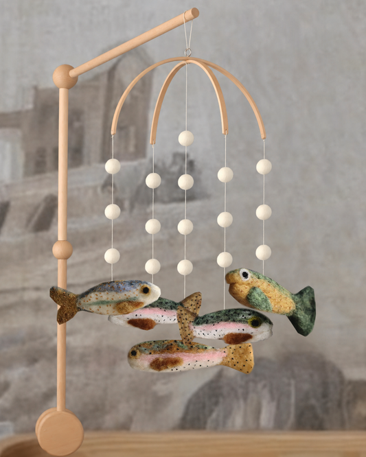Needle Felted Trout Baby Mobile: Fishing . Lake Nursery