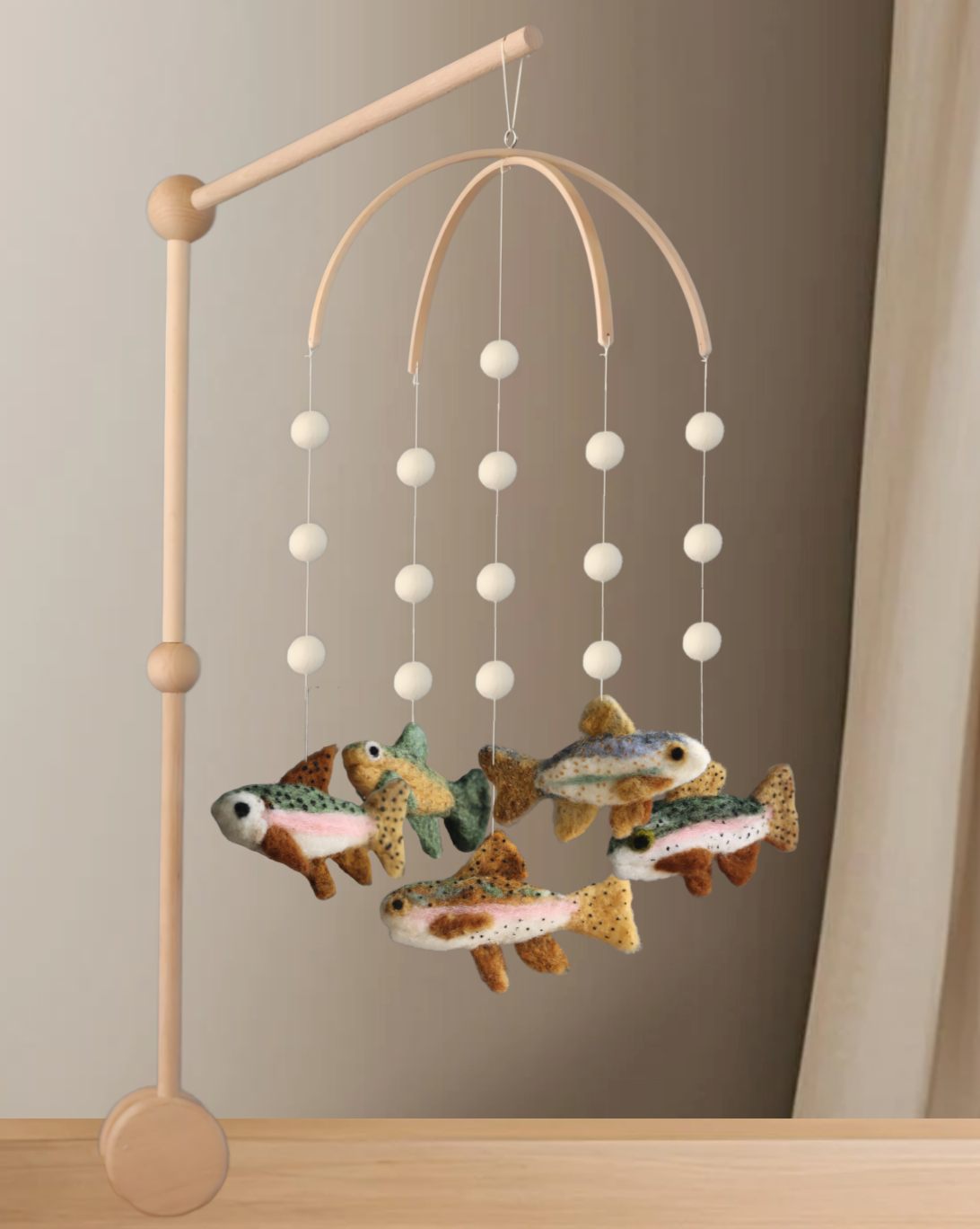 Needle Felted Trout Baby Mobile: Fishing . Lake Nursery