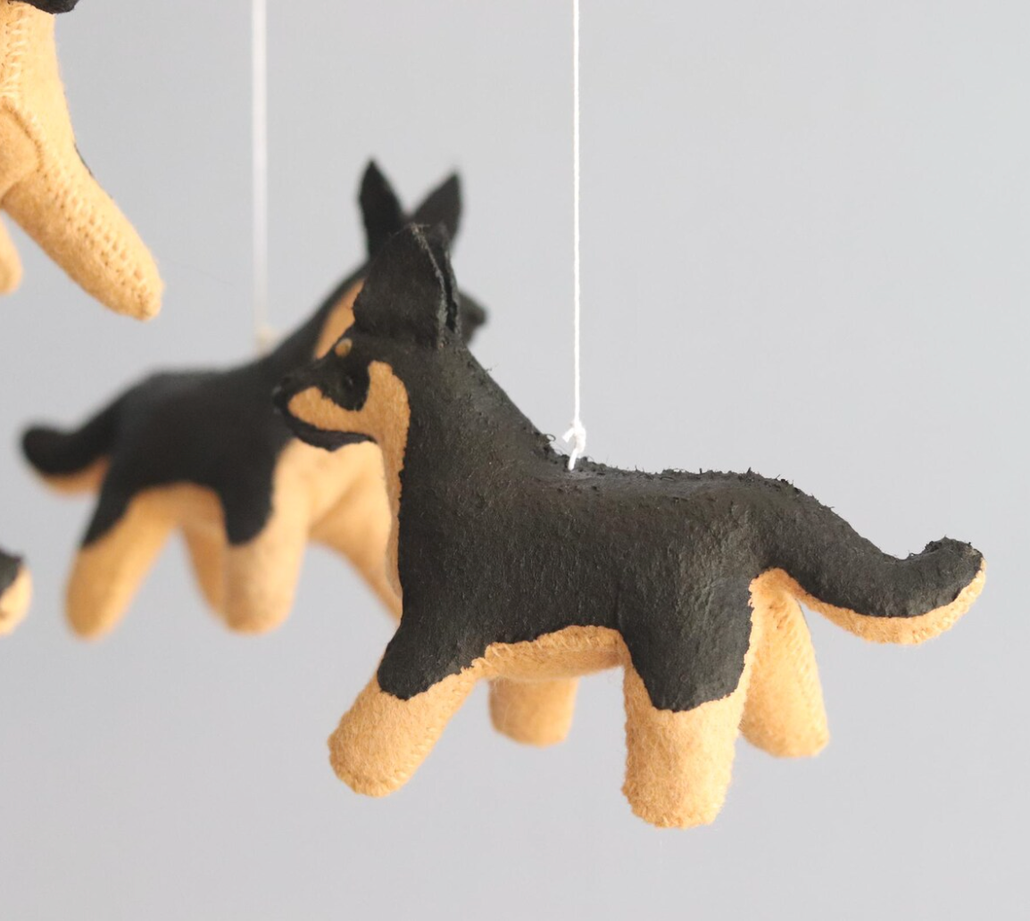 Handmade German Shepherd Baby Mobile | Handcrafted Dog Nursery Decor