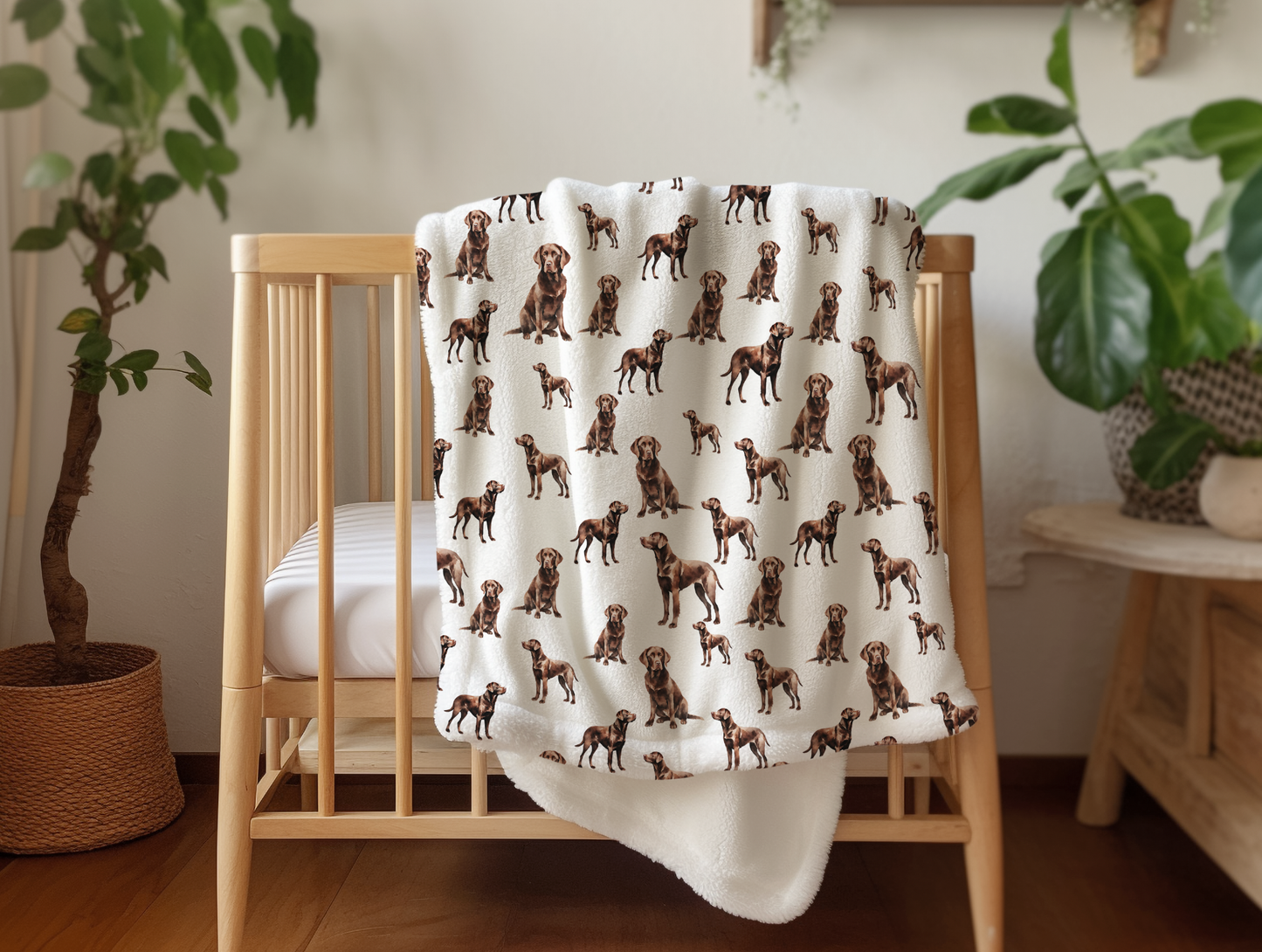 Chocolate Labrador Velveteen Baby Blanket