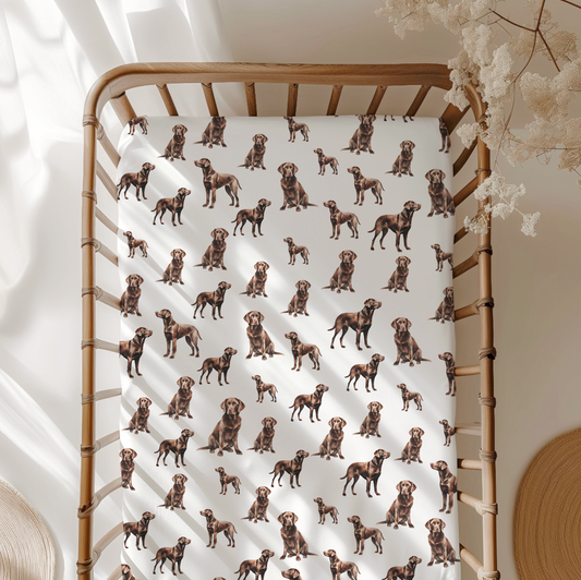 Chocolate Labrador Crib Sheet