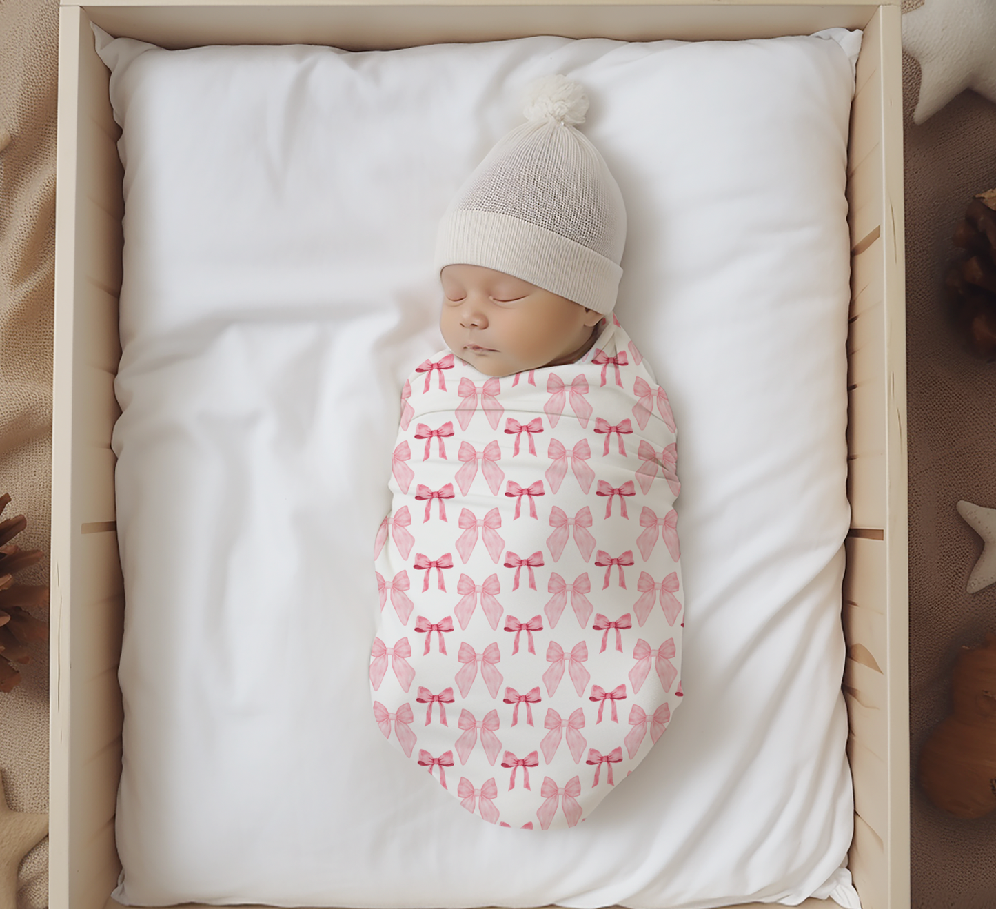 Pink Bow Baby Swaddle Blanket