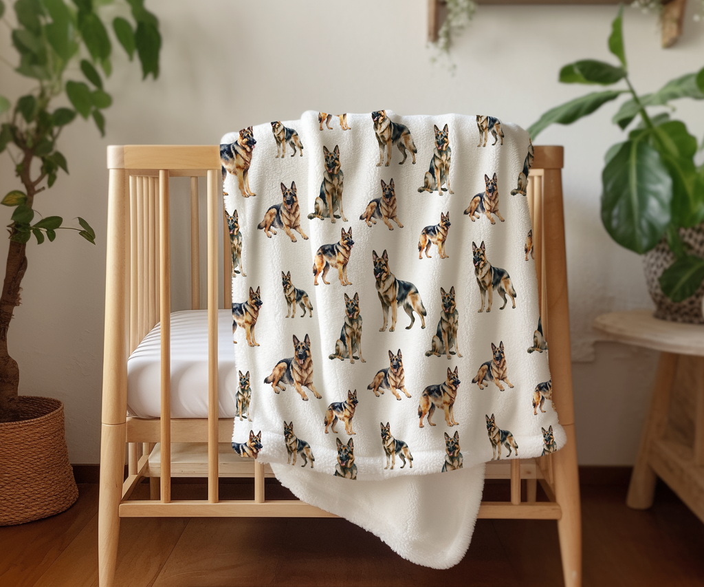 German Shepherd Velveteen Baby Blanket