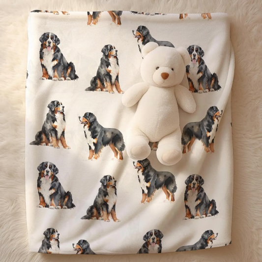 Bernese Mountain Dog Velveteen Baby  Blanket