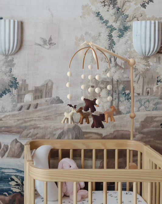 Whimsical Woodland Nursery Mobile: Handmade Felt Bear & Deer Crib Decor