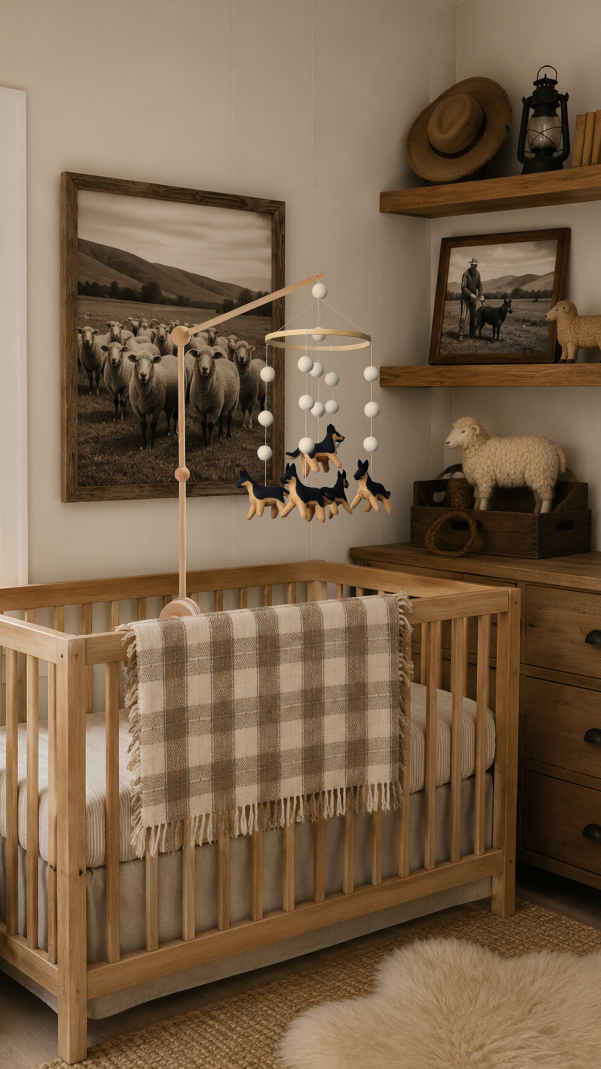 Handmade German Shepherd Baby Mobile | Handcrafted Dog Nursery Decor
