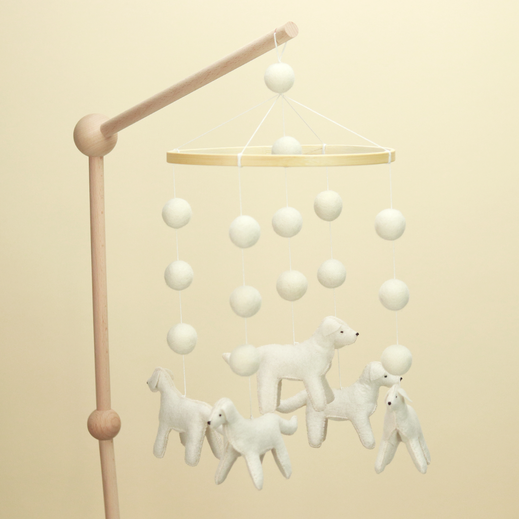 Cream Puppies Baby Mobile